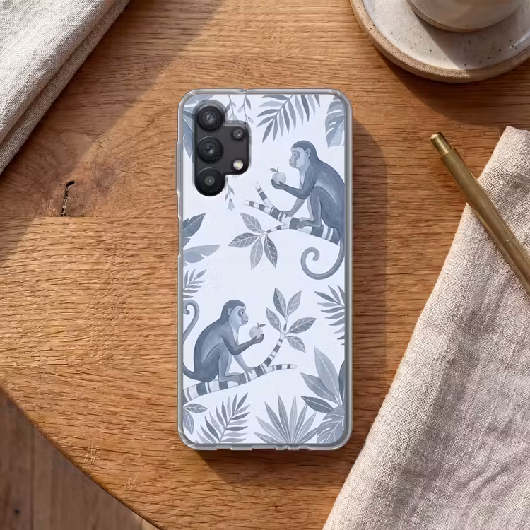Aap - Boom - Bladeren - Jungle - Illustratie Telefoonhoesje Samsung Galaxy A32 5G klein -sfeer1