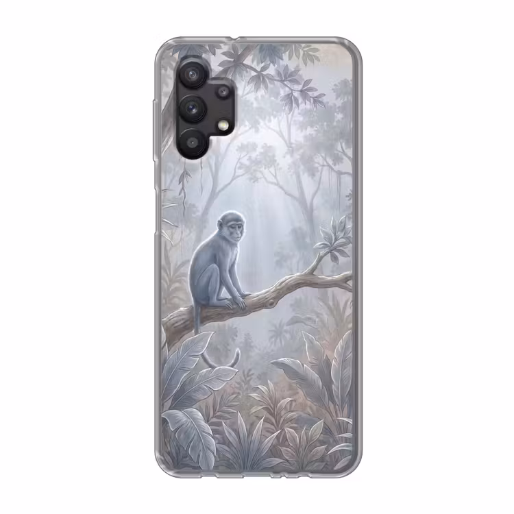 Aap - Boom - Jungle - Natuur - Grijs Telefoonhoesje Samsung Galaxy A32 5G klein -3d