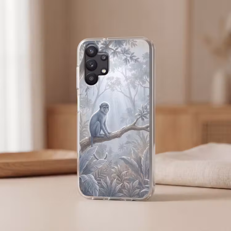 Aap - Boom - Jungle - Natuur - Grijs Telefoonhoesje Samsung Galaxy A32 5G klein -sfeer2