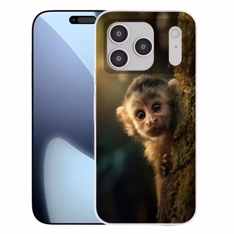 Aap - Boomstronk - Bruin Telefoonhoesje iPhone 17 Pro klein -3d