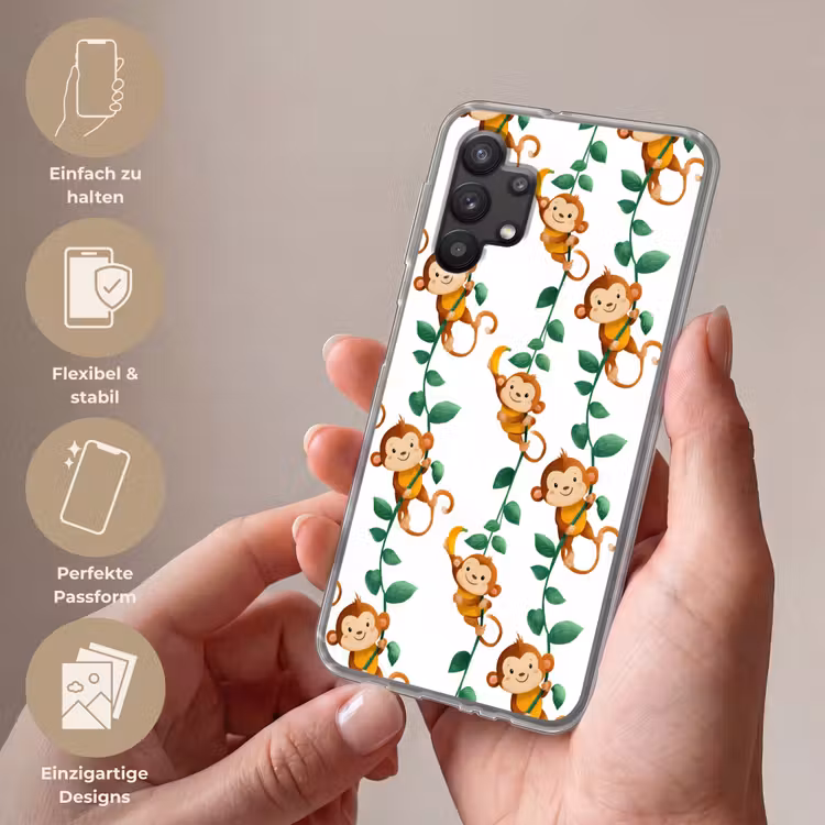 Apen - Lianen - Kleurrijk Telefoonhoesje Samsung Galaxy A32 5G klein 346 -sfeer3_DE