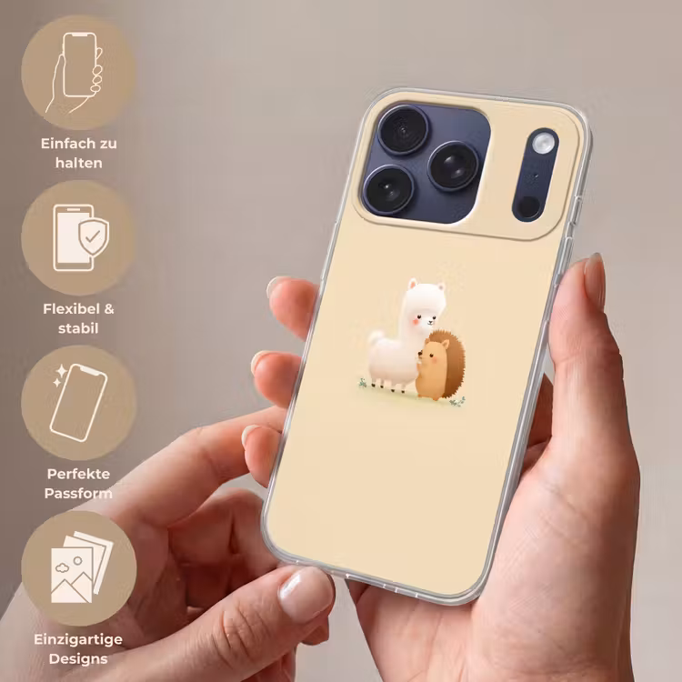Alpaca - Egel - Bruin - Knuffelen Telefoonhoesje iPhone 17 Pro klein -sfeer3_DE
