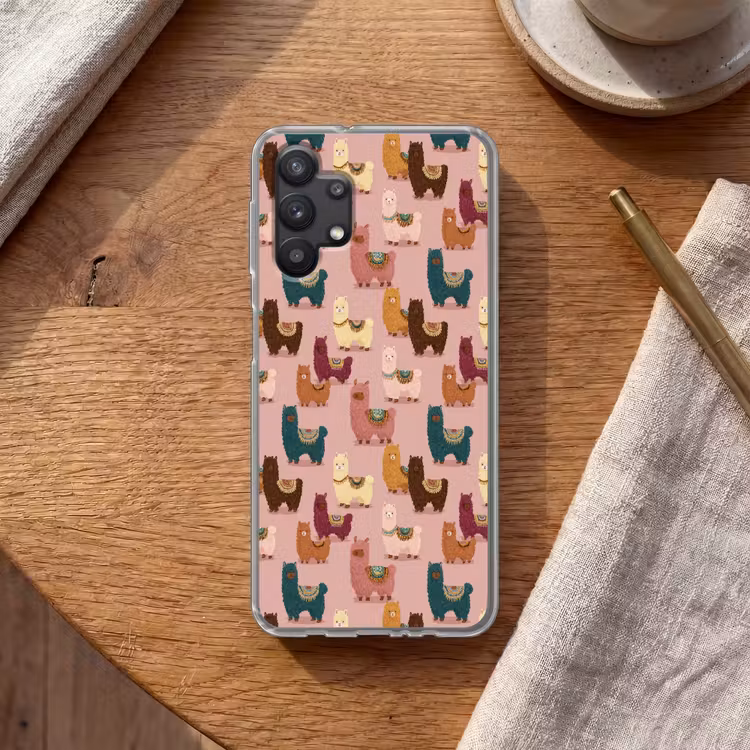 Alpaca's - Patroon - Kleurrijk Telefoonhoesje Samsung Galaxy A32 5G klein 346 -sfeer1