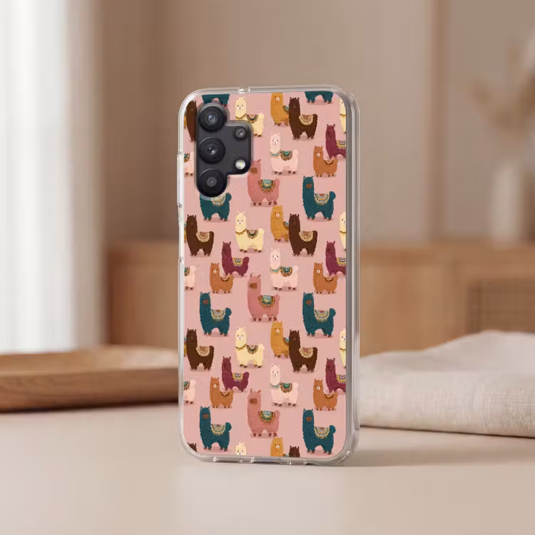 Alpaca's - Patroon - Kleurrijk Telefoonhoesje Samsung Galaxy A32 5G klein 346 -sfeer2