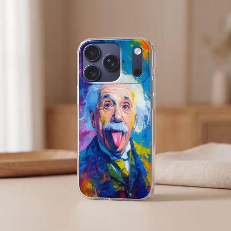 Oude man - Expressief - Kleurrijk Telefoonhoesje iPhone 17 Pro klein -sfeer2