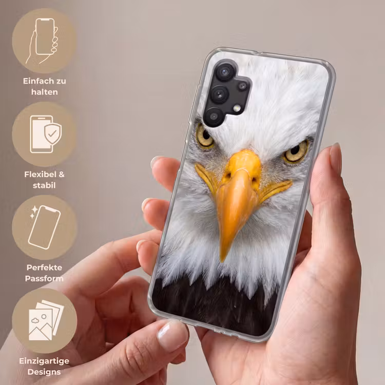 Amerikaans - Zeearend - Portret - Geel Telefoonhoesje Samsung Galaxy A32 5G klein -sfeer3_DE