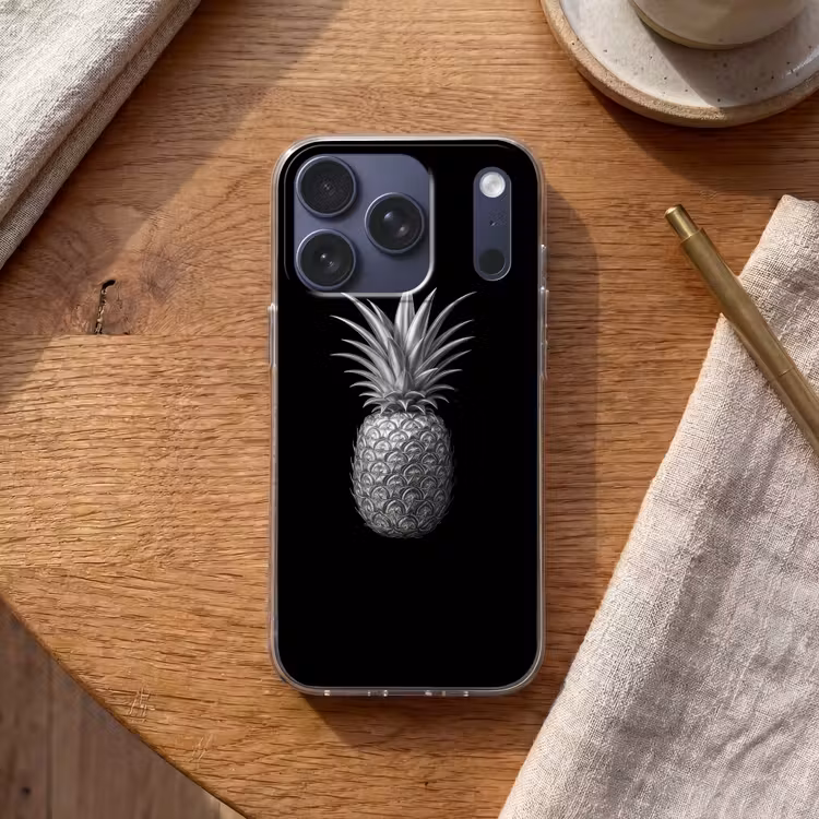 Ananas - Gedetailleerd - Bladeren Telefoonhoesje iPhone 17 Pro klein -sfeer1