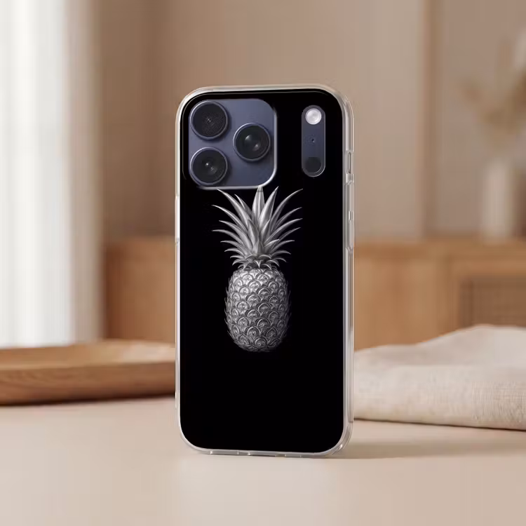 Ananas - Gedetailleerd - Bladeren Telefoonhoesje iPhone 17 Pro klein -sfeer2