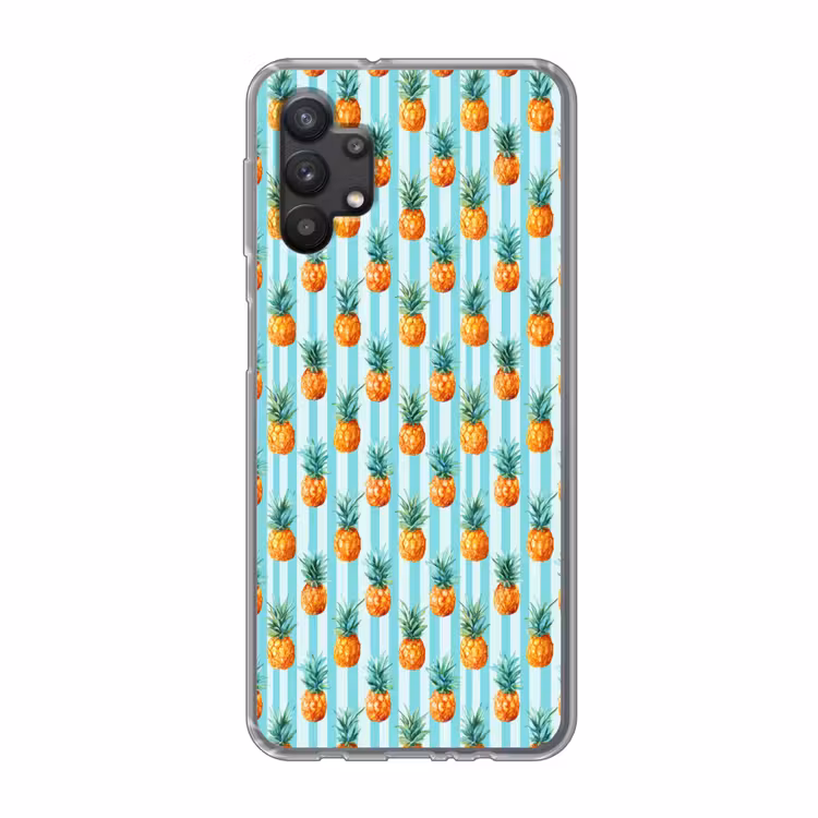 Ananas - Strepen - Groen Telefoonhoesje Samsung Galaxy A32 5G klein 346 -3d
