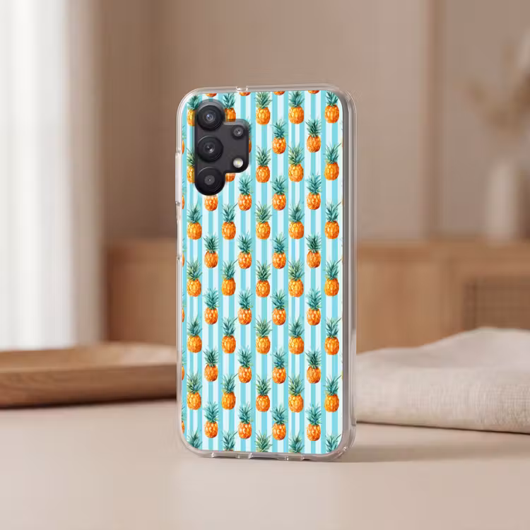 Ananas - Strepen - Groen Telefoonhoesje Samsung Galaxy A32 5G klein 346 -sfeer2