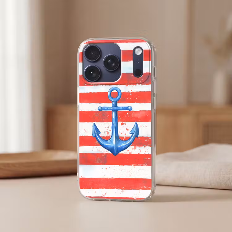 Anker - Verfspatten - Rood - Blauw Telefoonhoesje iPhone 17 Pro klein -sfeer2