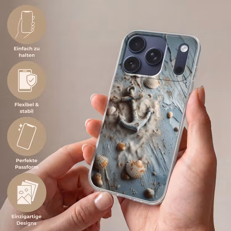 Anker - Hout - Schelpen - Zand Telefoonhoesje iPhone 17 Pro klein -sfeer3_DE