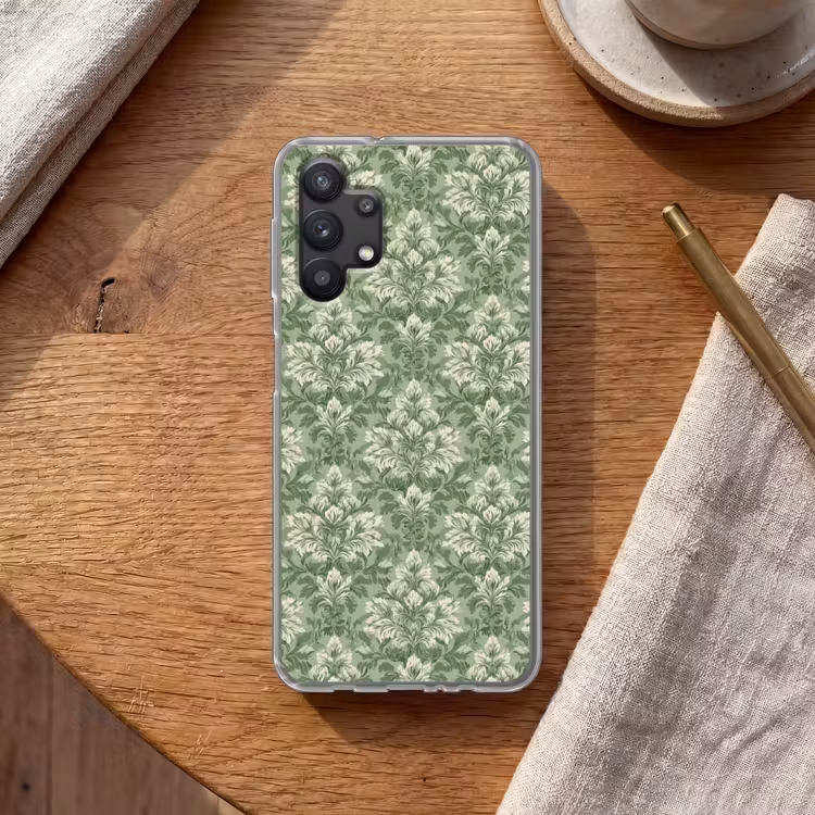 Sierlijk - Lichtgroen - Planten - Patroon - Getailleerd Telefoonhoesje Samsung Galaxy A32 5G klein 346 -sfeer1