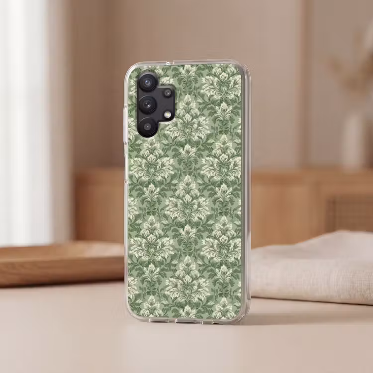 Sierlijk - Lichtgroen - Planten - Patroon - Getailleerd Telefoonhoesje Samsung Galaxy A32 5G klein 346 -sfeer2
