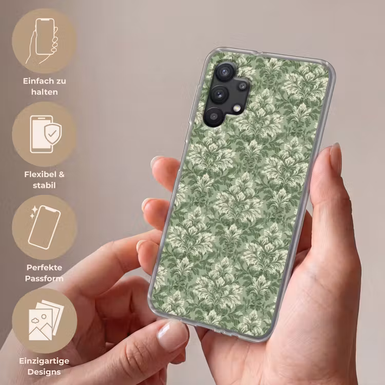 Sierlijk - Lichtgroen - Planten - Patroon - Getailleerd Telefoonhoesje Samsung Galaxy A32 5G klein 346 -sfeer3_DE