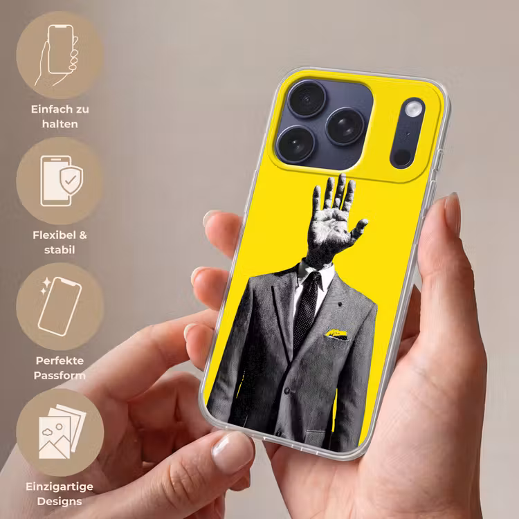 Pak - Hand - Geel Telefoonhoesje iPhone 17 Pro klein -sfeer3_DE