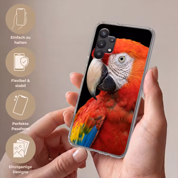 Ara - Portret - Rood Telefoonhoesje Samsung Galaxy A32 5G klein -sfeer3_DE