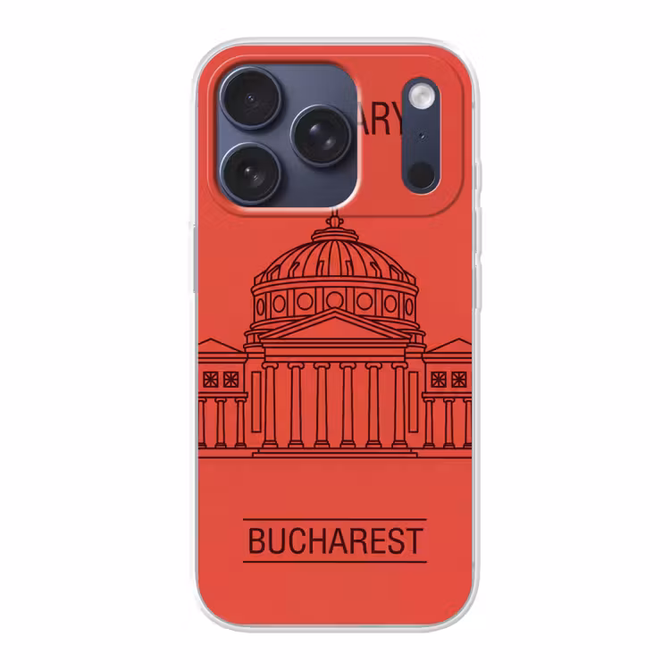 Architectuur - Boekarest - Stedelijk - Lijntekening - Rood Telefoonhoesje iPhone 17 Pro klein -3d
