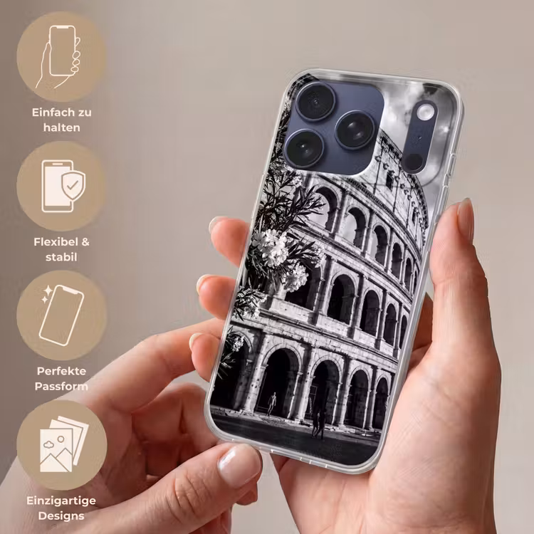 Architectuur - Colosseum - Rome - Historisch - Zwart-wit Telefoonhoesje iPhone 17 Pro klein -sfeer3_DE