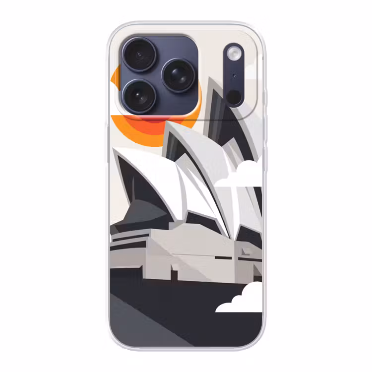 Architectuur - Stadsgezicht - Modern - Grijs - Oranje Telefoonhoesje iPhone 17 Pro klein -3d