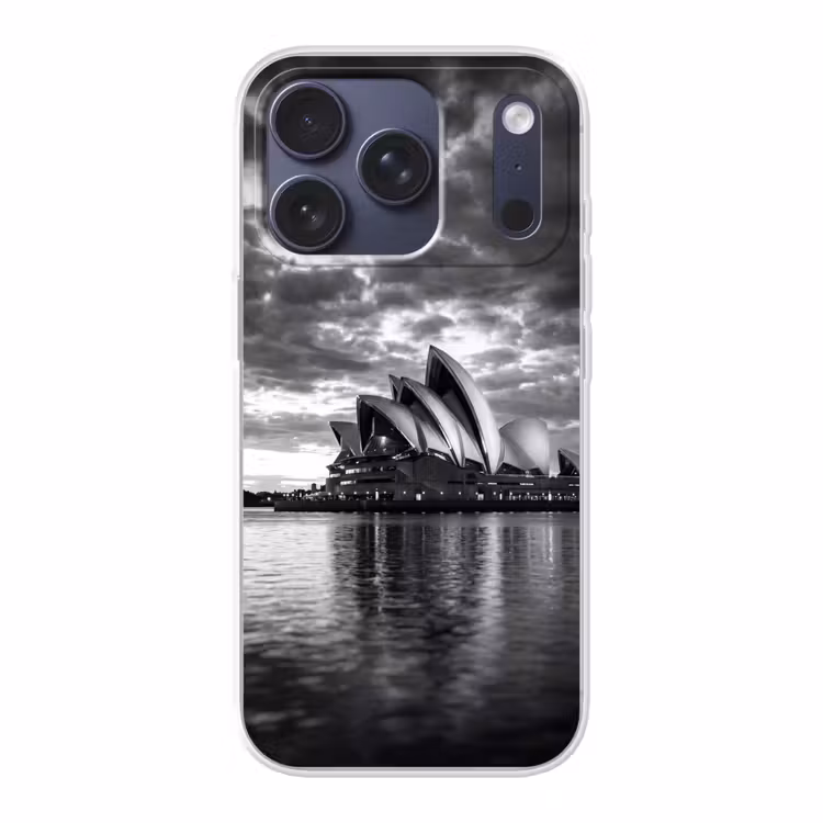 Architectuur - Water - Stad - Modern - Zwart-wit Telefoonhoesje iPhone 17 Pro klein -3d