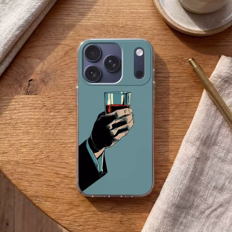 Arm - Glas - Pak - Blauw Telefoonhoesje iPhone 17 Pro klein -sfeer1