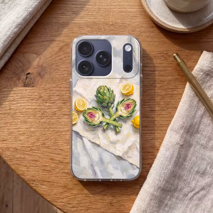 Handyhülle - Artischocke – Zitrone – Essen - Artisjok - Citroen - Eten Telefoonhoesje iPhone 17 Pro klein