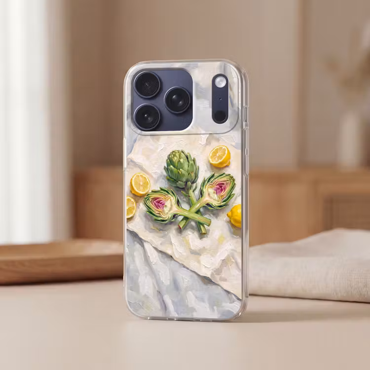 Handyhülle - Artischocke – Zitrone – Essen - Artisjok - Citroen - Eten Telefoonhoesje iPhone 17 Pro klein