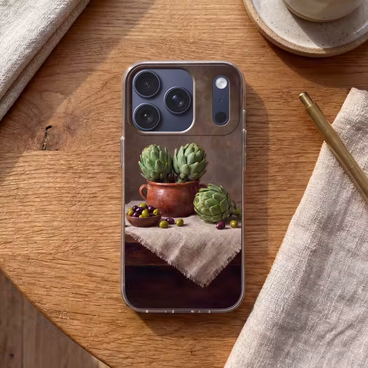 Handyhülle - Artischocken – Oliven – Essen - Artisjokken - Olijven - Eten Telefoonhoesje iPhone 17 Pro klein