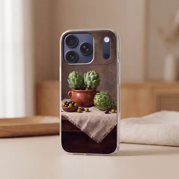 Handyhülle - Artischocken – Oliven – Essen - Artisjokken - Olijven - Eten Telefoonhoesje iPhone 17 Pro klein