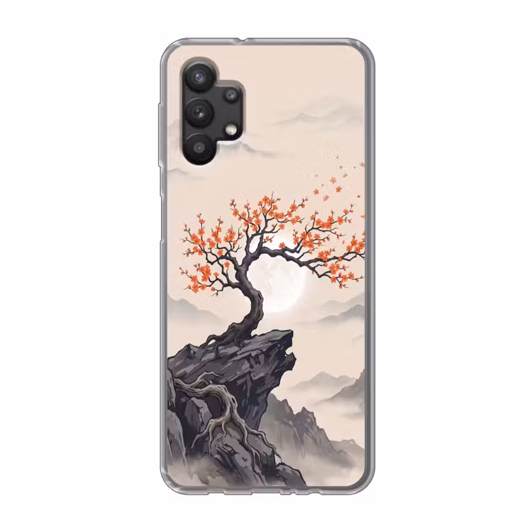 Aziatisch - Bloesem - Rood Telefoonhoesje Samsung Galaxy A32 5G klein -3d