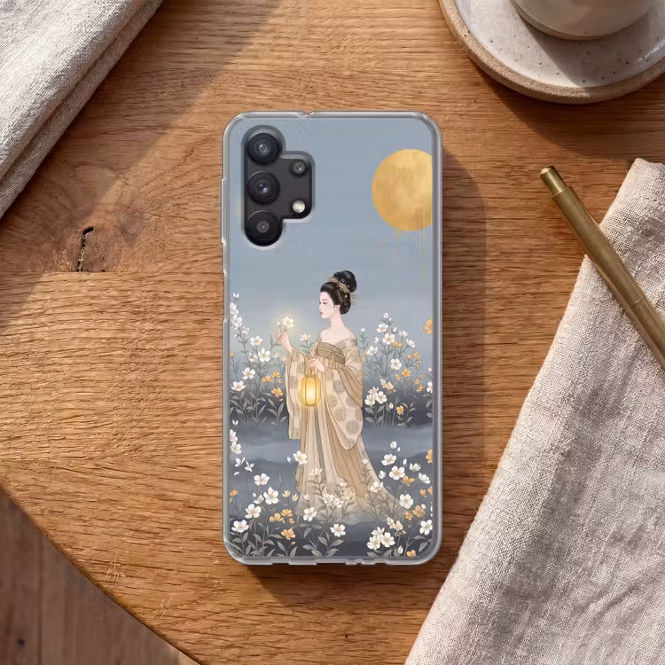 Aziatisch - Vrouw - Kimono Telefoonhoesje Samsung Galaxy A32 5G klein -sfeer1