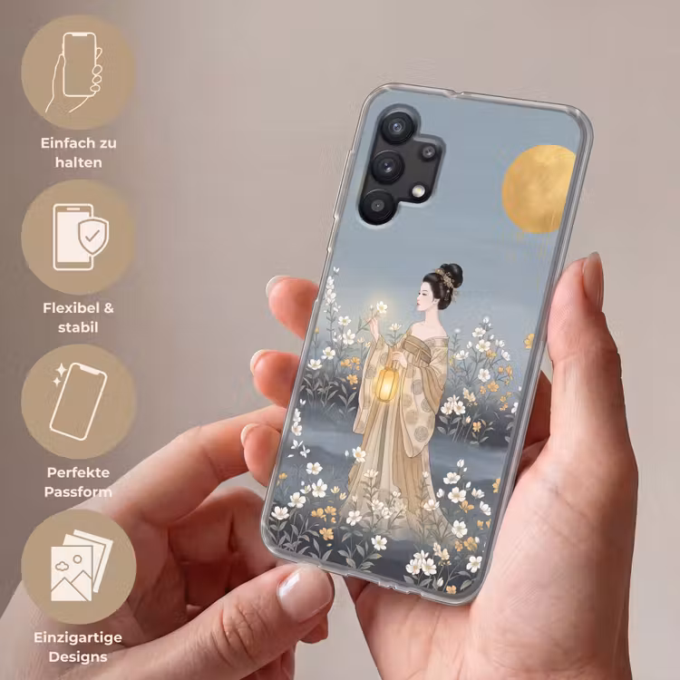 Aziatisch - Vrouw - Kimono Telefoonhoesje Samsung Galaxy A32 5G klein -sfeer3_DE