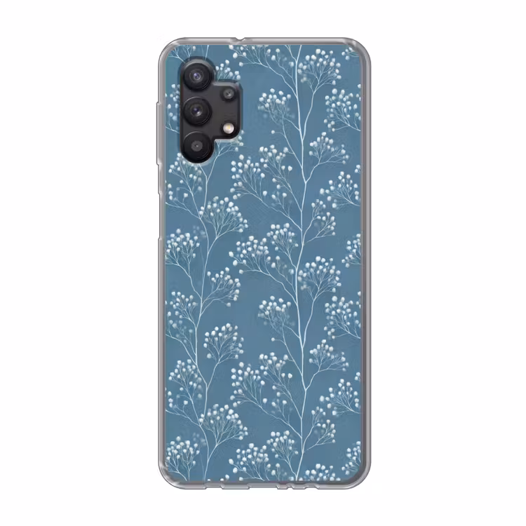 Takken - Bessen - Patroon - Lichtblauw Telefoonhoesje Samsung Galaxy A32 5G klein 346 -3d