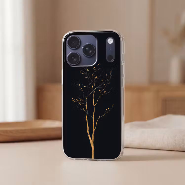 Takken - Blaadjes - Zwart Telefoonhoesje iPhone 17 Pro klein -sfeer2