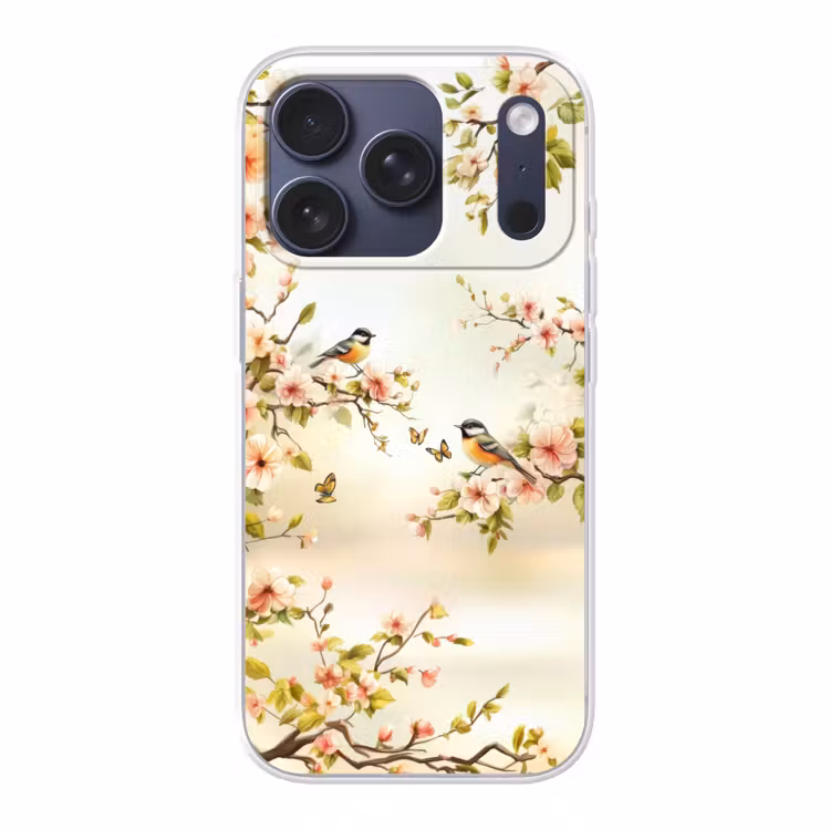 Takken - Bloemen - Vogeltjes - Roze Telefoonhoesje iPhone 17 Pro klein -3d