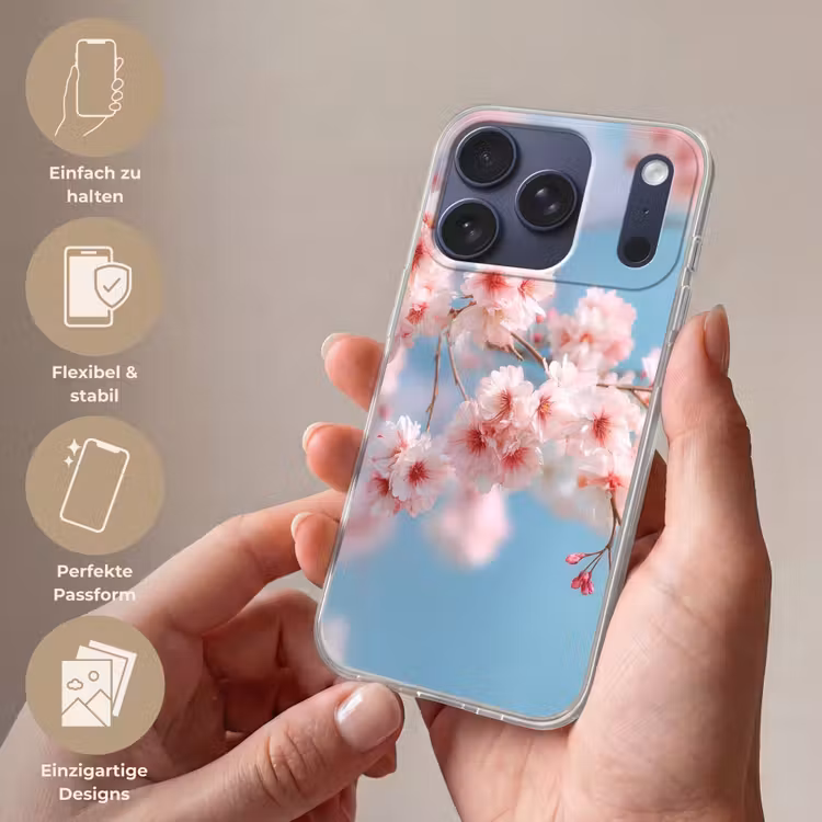 Takken - Bloesems - Roze Telefoonhoesje iPhone 17 Pro klein -sfeer3_DE