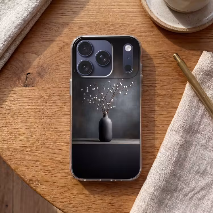 Takken - Vaas - Bolletjes - Wit Telefoonhoesje iPhone 17 Pro klein -sfeer1