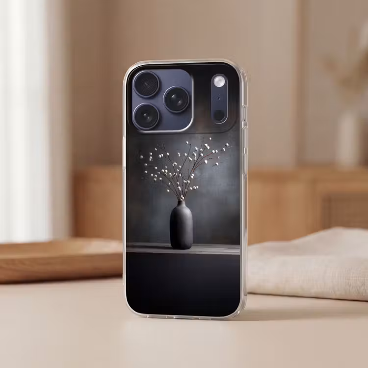 Takken - Vaas - Bolletjes - Wit Telefoonhoesje iPhone 17 Pro klein -sfeer2