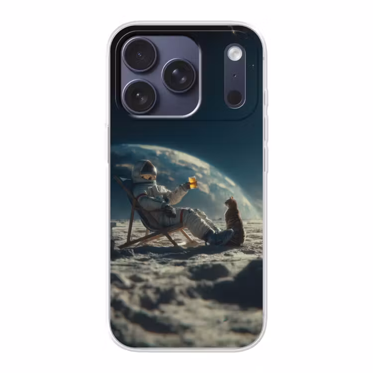 Astronaut - Kat - Glas - Stoel Telefoonhoesje iPhone 17 Pro klein -3d