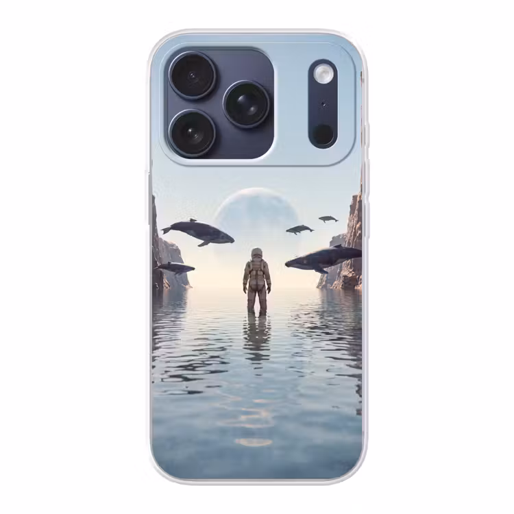 Handyhülle - Astronaut – Wal – Fantasie - Ruimtevaarder - Walvis - Fantasie Telefoonhoesje iPhone 17 Pro klein