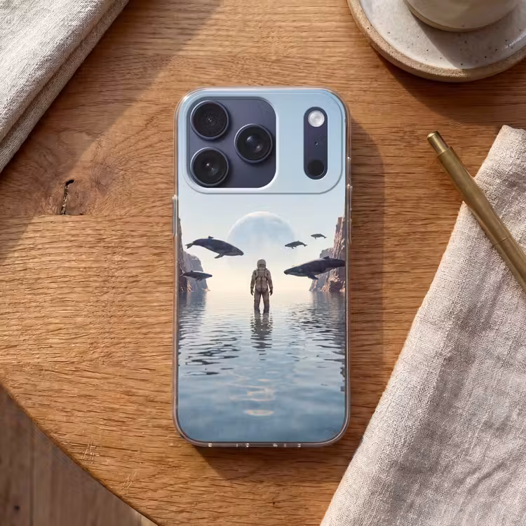 Handyhülle - Astronaut – Wal – Fantasie - Ruimtevaarder - Walvis - Fantasie Telefoonhoesje iPhone 17 Pro klein