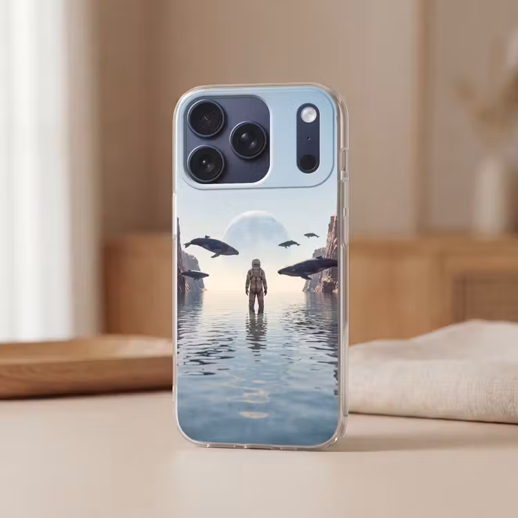 Handyhülle - Astronaut – Wal – Fantasie - Ruimtevaarder - Walvis - Fantasie Telefoonhoesje iPhone 17 Pro klein