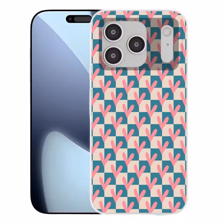 Vlakken - Hartjes - Patroon - Retro Telefoonhoesje iPhone 17 Pro klein 878 -3d