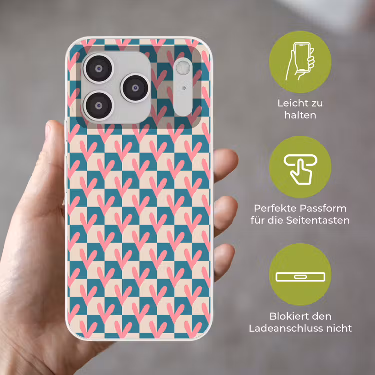 Vlakken - Hartjes - Patroon - Retro Telefoonhoesje iPhone 17 Pro klein 878 -sfeer3_DE