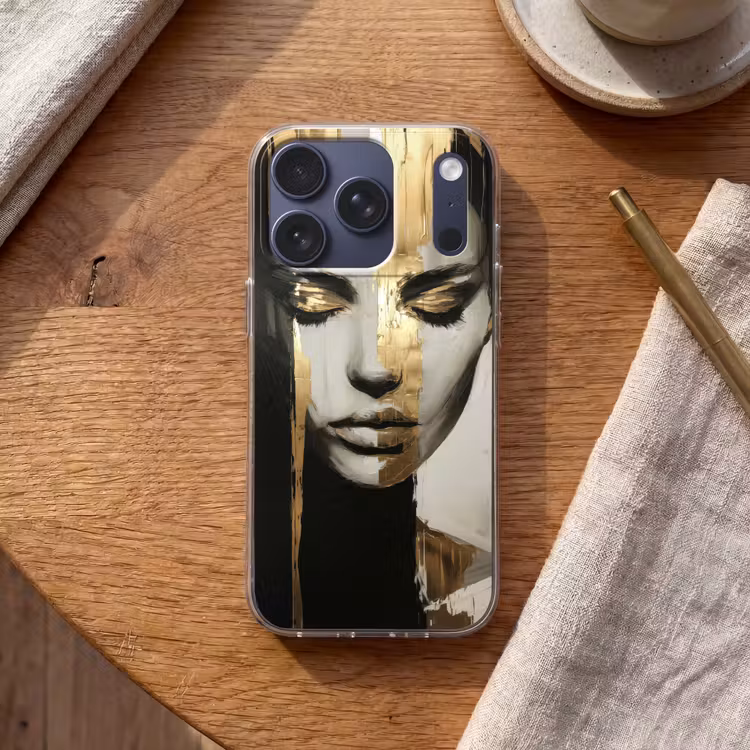 Ogen - Gezicht - Goud - Strepen Telefoonhoesje iPhone 17 Pro klein -sfeer1