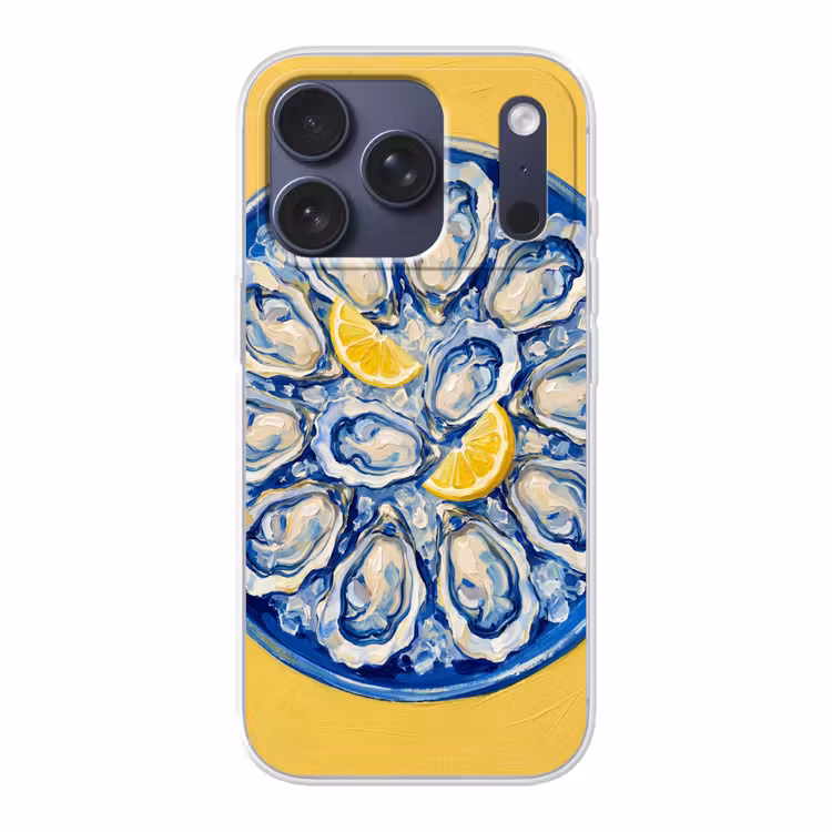 Oesters - Citroen - IJs - Modern - Geel Telefoonhoesje iPhone 17 Pro klein -3d