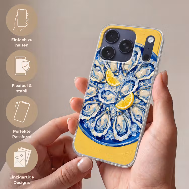 Oesters - Citroen - IJs - Modern - Geel Telefoonhoesje iPhone 17 Pro klein -sfeer3_DE