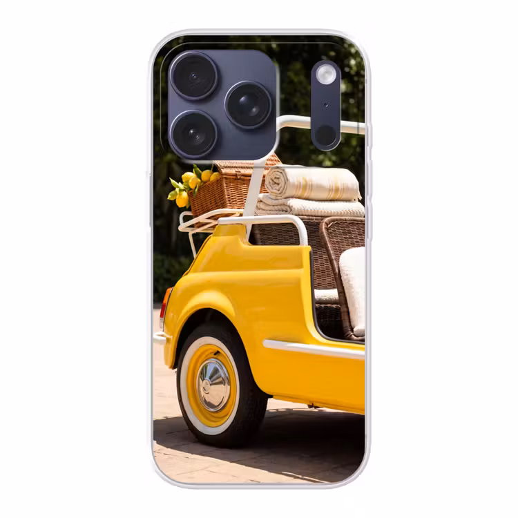 Auto - Picknick - Zomer - Geel Telefoonhoesje iPhone 17 Pro klein -3d