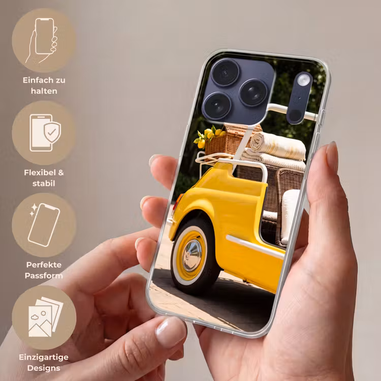 Auto - Picknick - Zomer - Geel Telefoonhoesje iPhone 17 Pro klein -sfeer3_DE